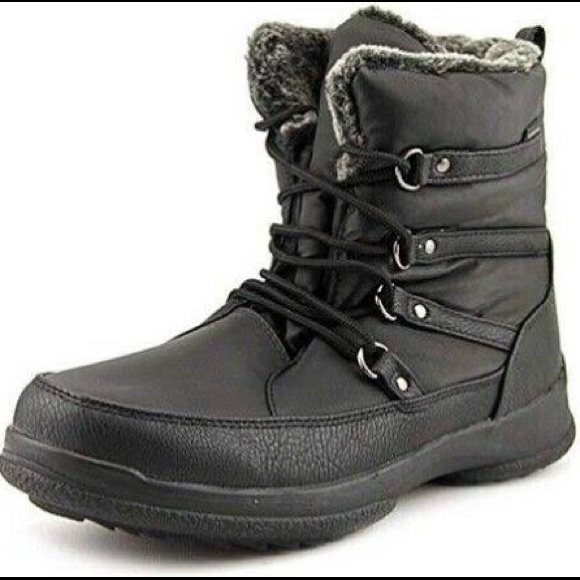 Weatherproof Womens Tara Black Faux Fur Lined Thermolite Insulated Rain Boot - Picture 1 of 6